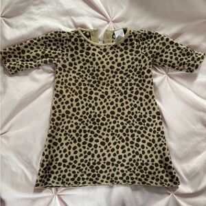 Janie and Jack Tan and Black Leopard Print Long Sleeve Dress